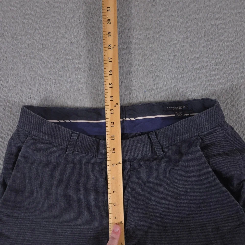Banana Republic Pants Mens 32x32 Navy Modern Fit 100% Linen Straight Leg Striped